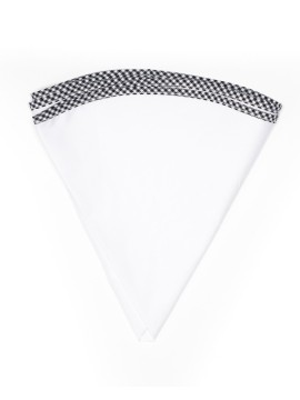 White Linen/Black/White Gingham Trim Linen Pocket Circle